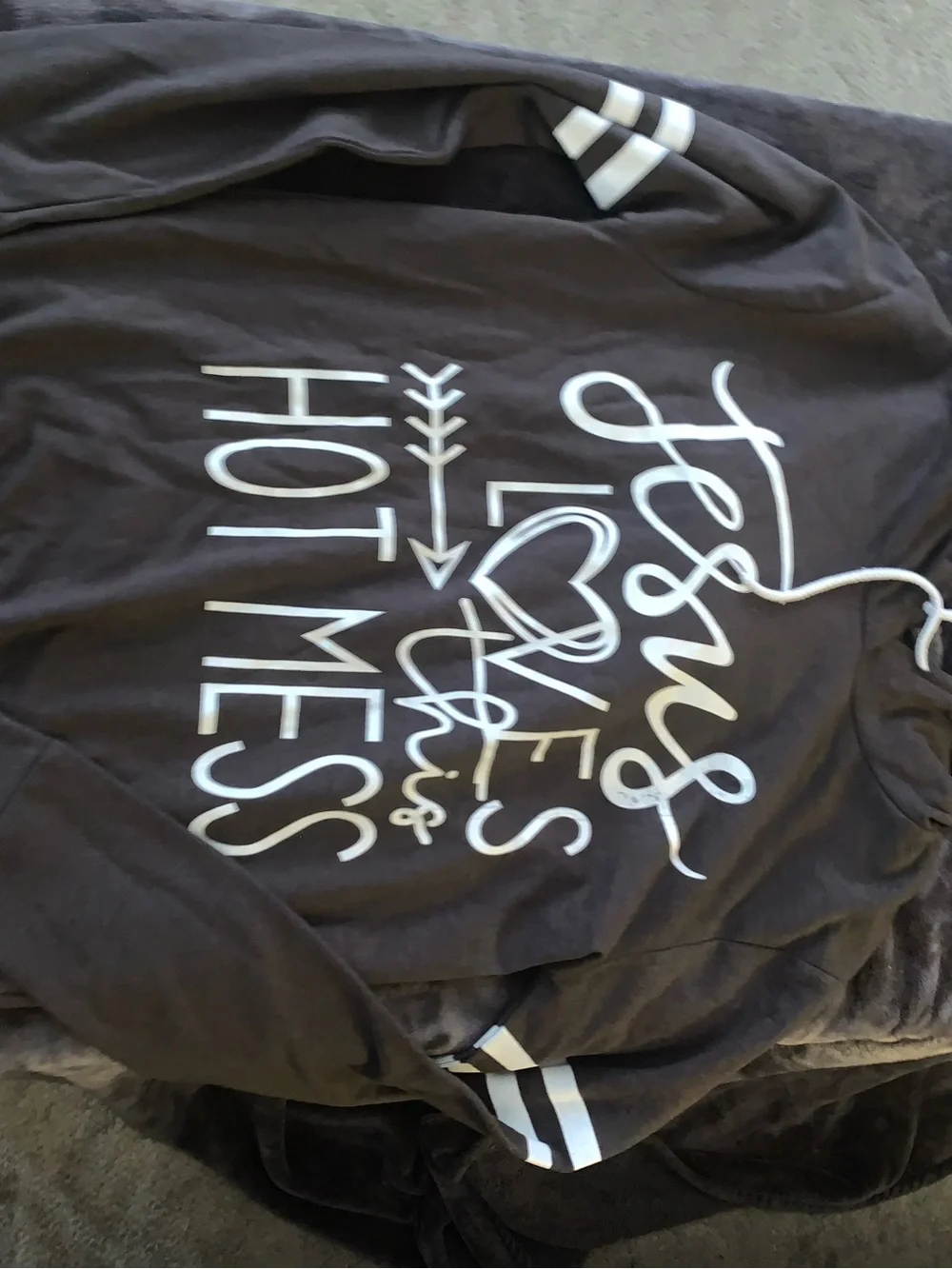 On Fire Charcoal Hoodie with White Graphic